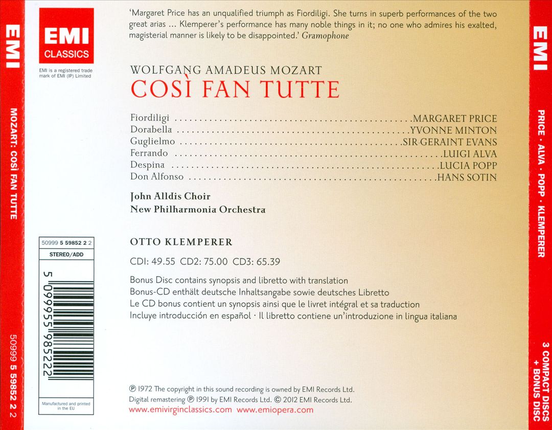 Mozart: Così fan tutte cover art