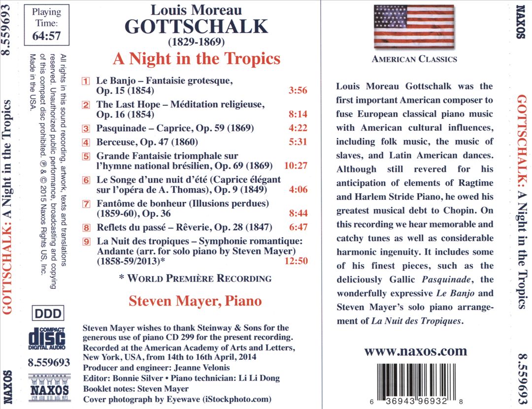 Louis Moreau Gottschalk: A Night in the Tropics - Solo Piano Music cover art