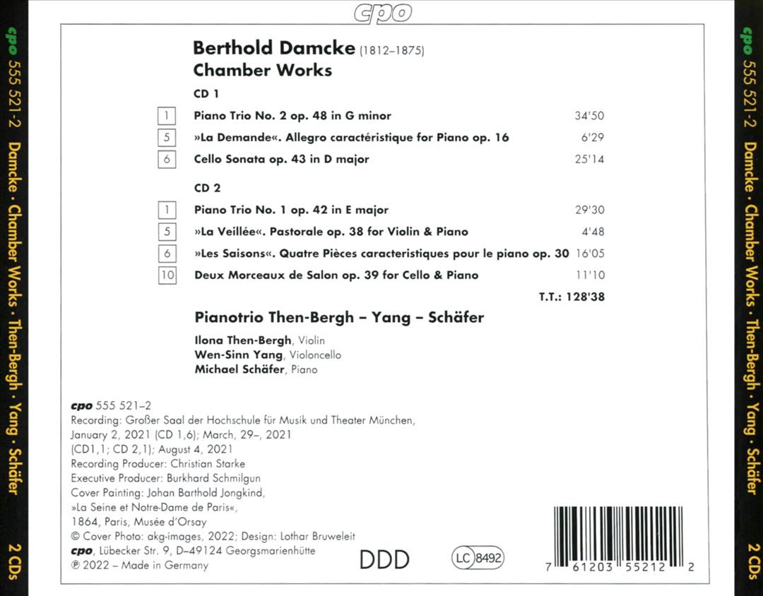 Bertold Damcke: Piano Trios Nos. 1 & 2; Chamber Works cover art