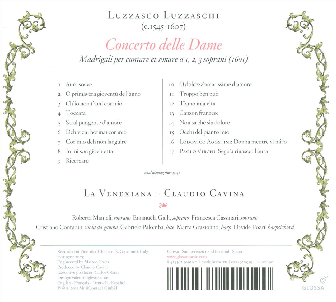 Luzzasco Luzzaschi: Concerto delle Dame cover art