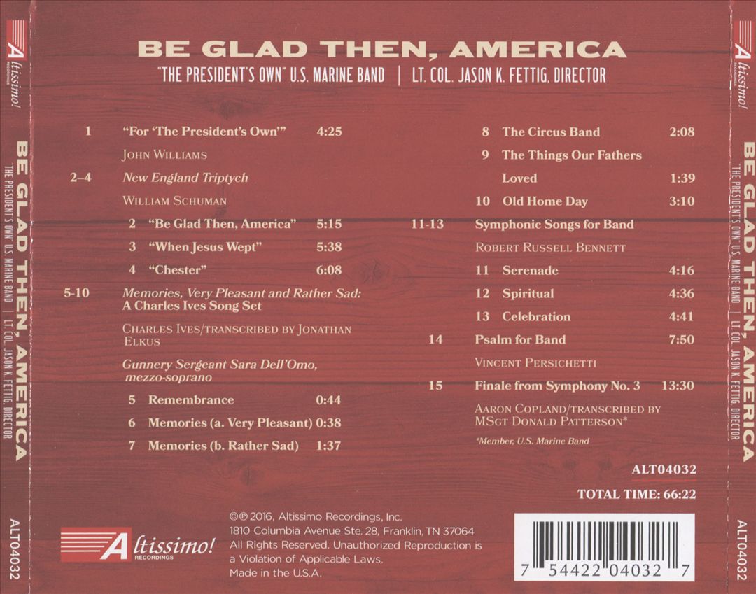 Be Glad Then, America cover art