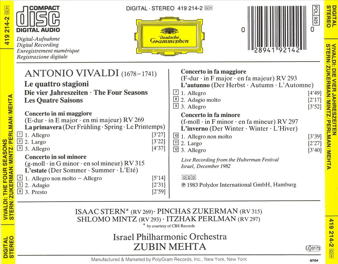 Vivaldi: The Four Seasons cover art