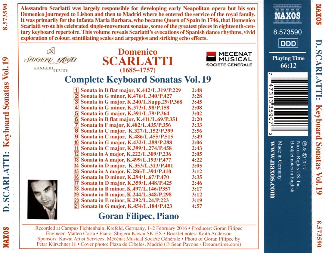Domenico Scarlatti: Complete Keyboard Sonatas, Vol. 19 cover art