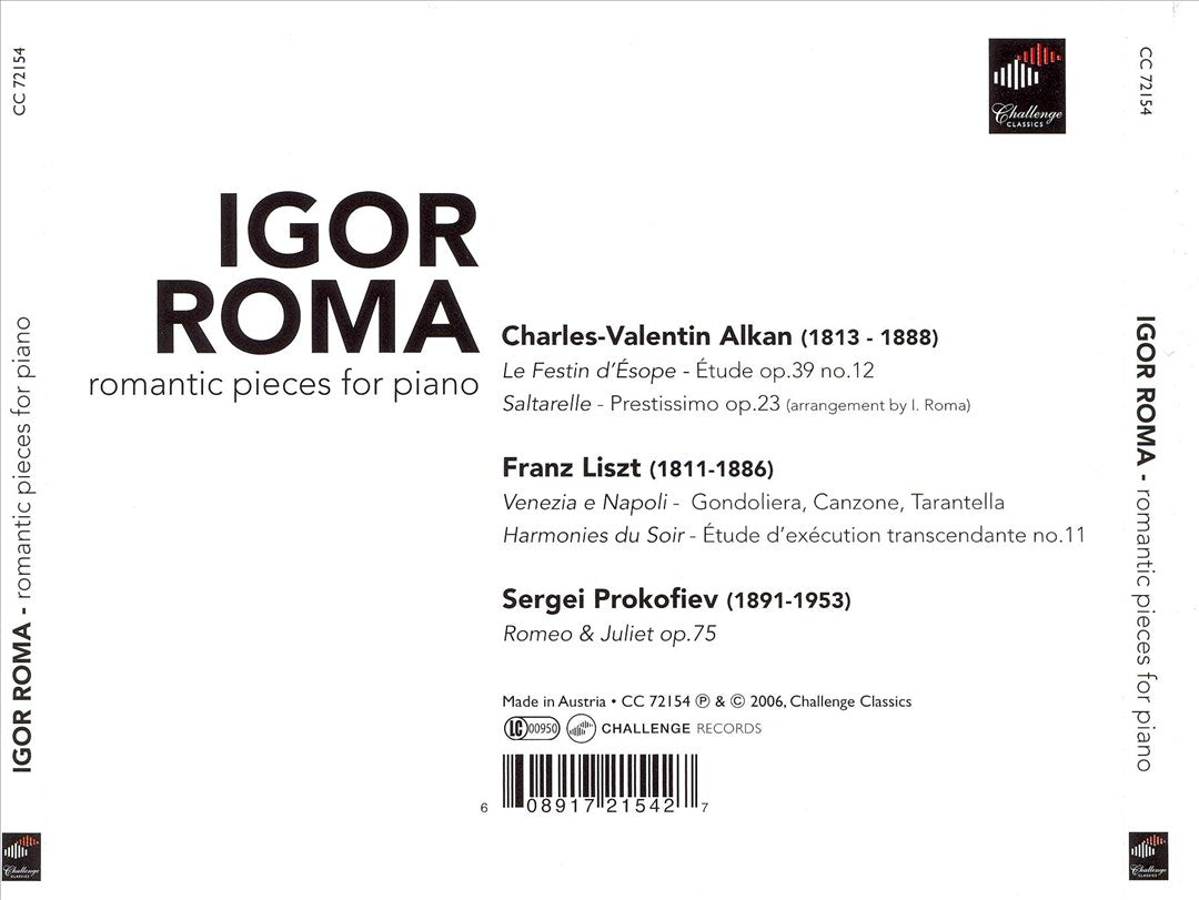 Romantic Pieces for Piano: Works by Alkan, Liszt, Prokofiev cover art