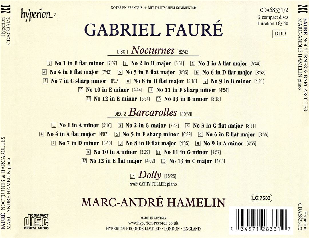Gabriel Fauré: Nocturnes & Barcarolles cover art