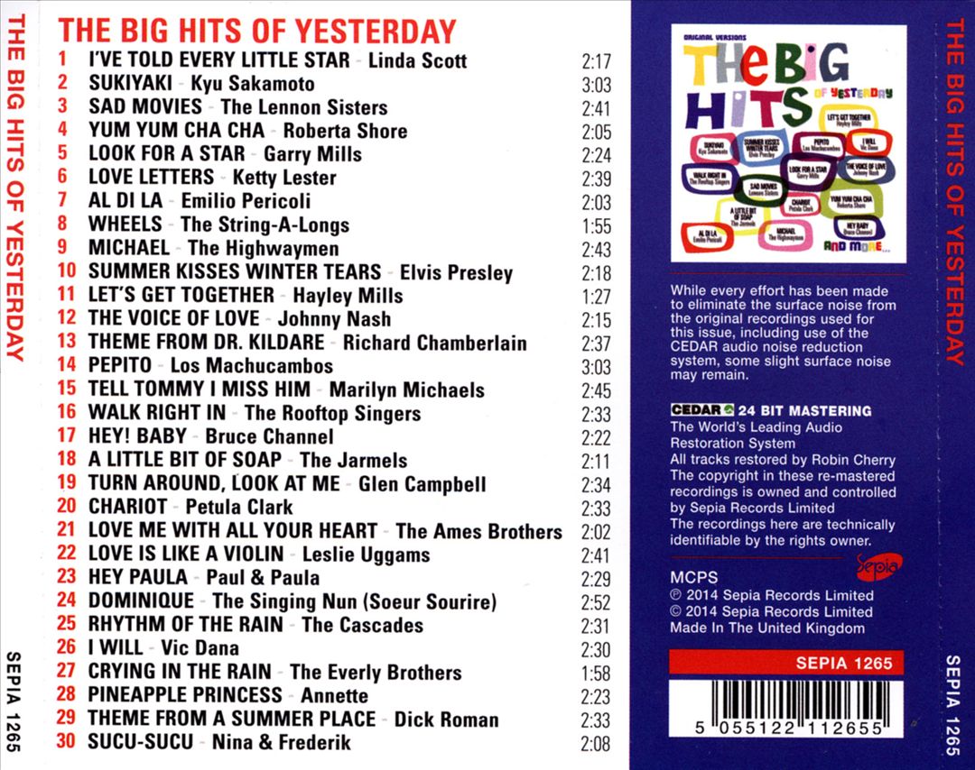 Big Hits of Yesterday cover art