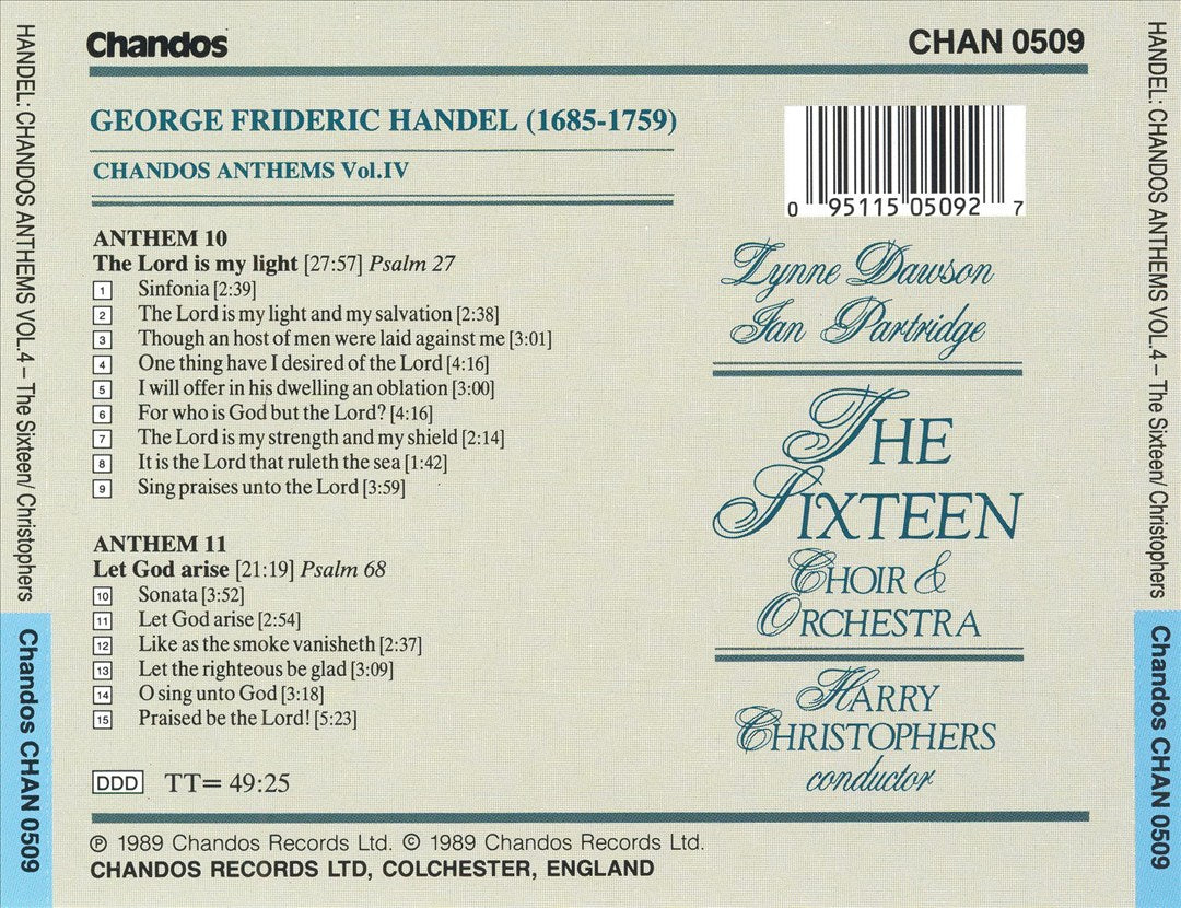 Handel: Chandos Anthems, Vol. 4 - Nos. 10 & 11 cover art