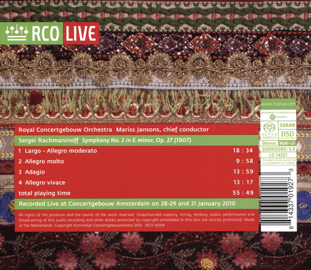 Rachmaninoff: Symphony No. 2 cover art