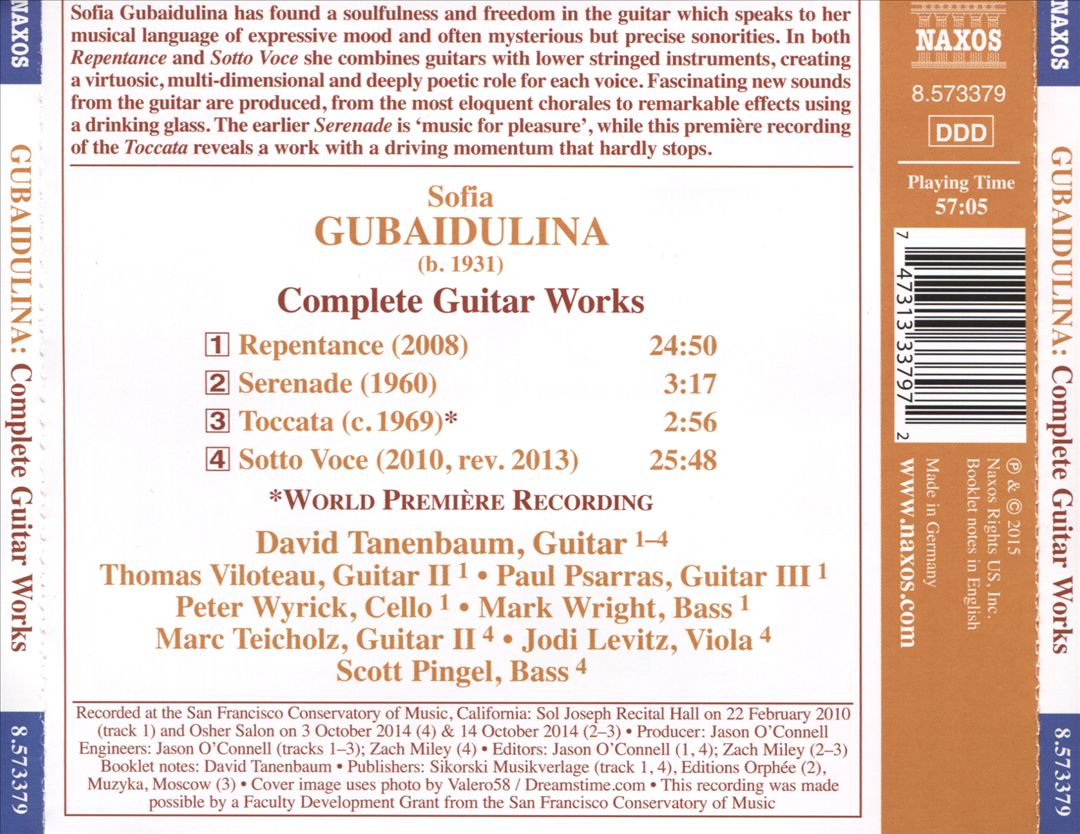 Sofia Gubaidulina: Complete Guitar Works cover art