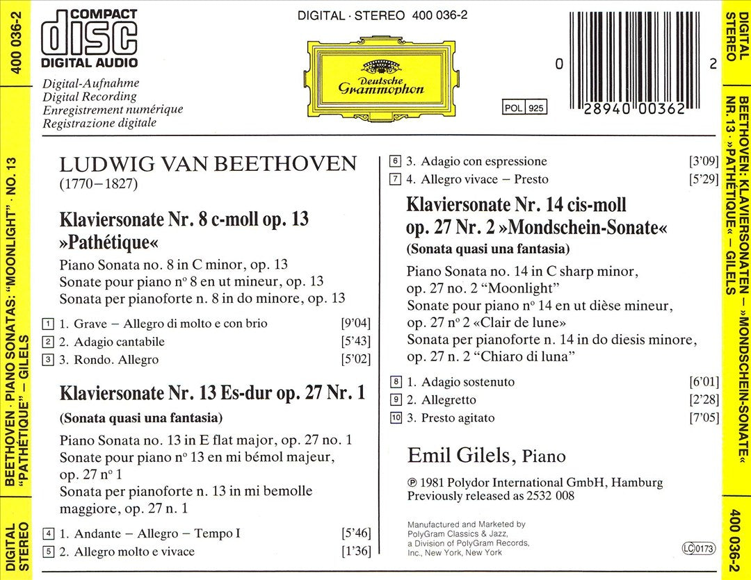 Beethoven: Sonaten "Pathétique" & "Mondschein" cover art