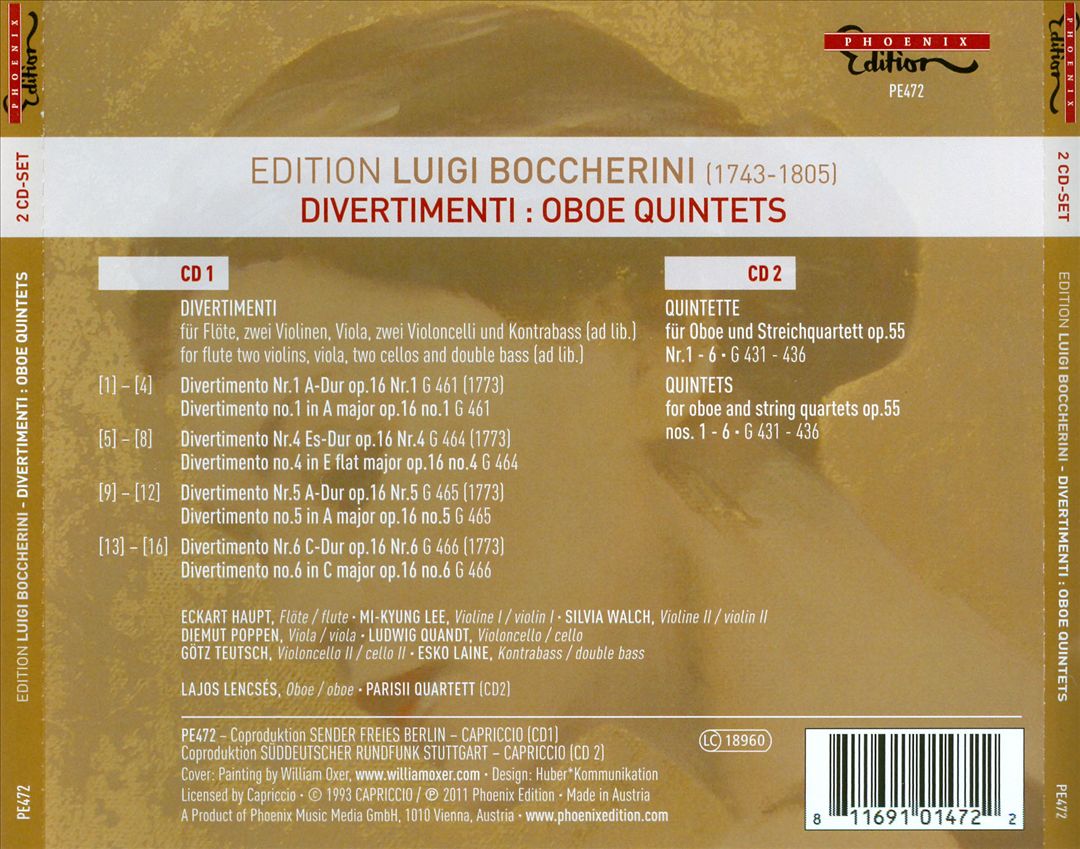 Boccherini: Divertimenti; Oboe Quintets cover art