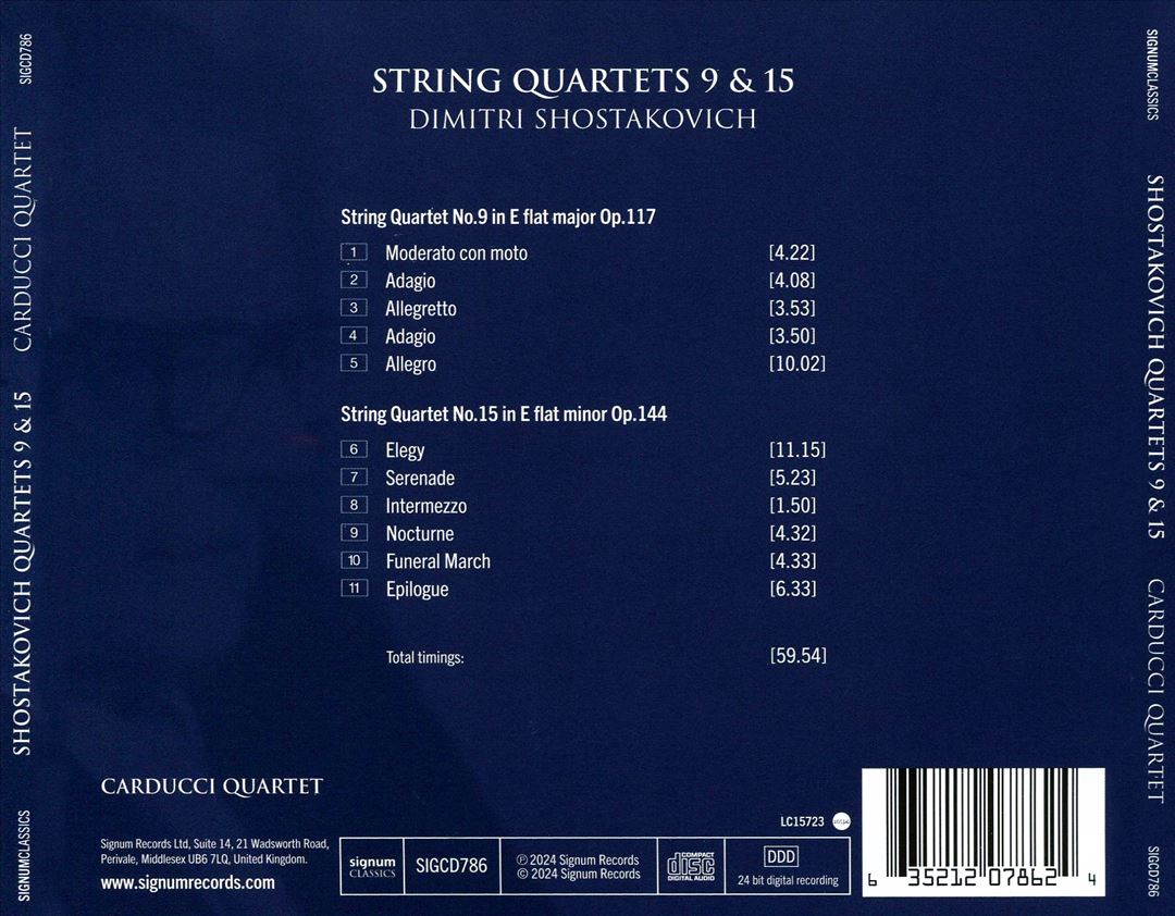 Shostakovich: String Quartets 9 & 15 cover art