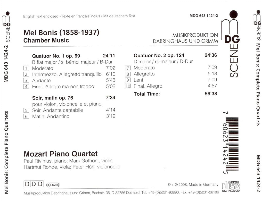 Mel Bonis: Piano Quartets cover art
