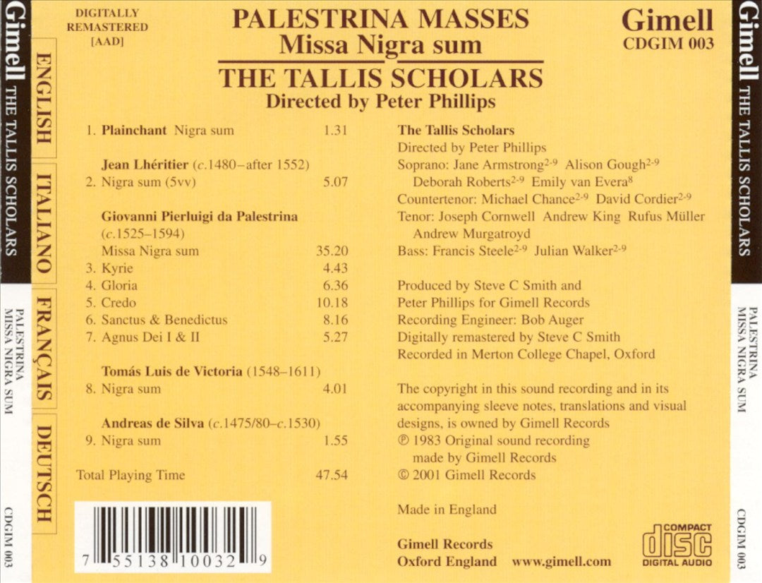 Palestrina: Missa Nigra sum cover art