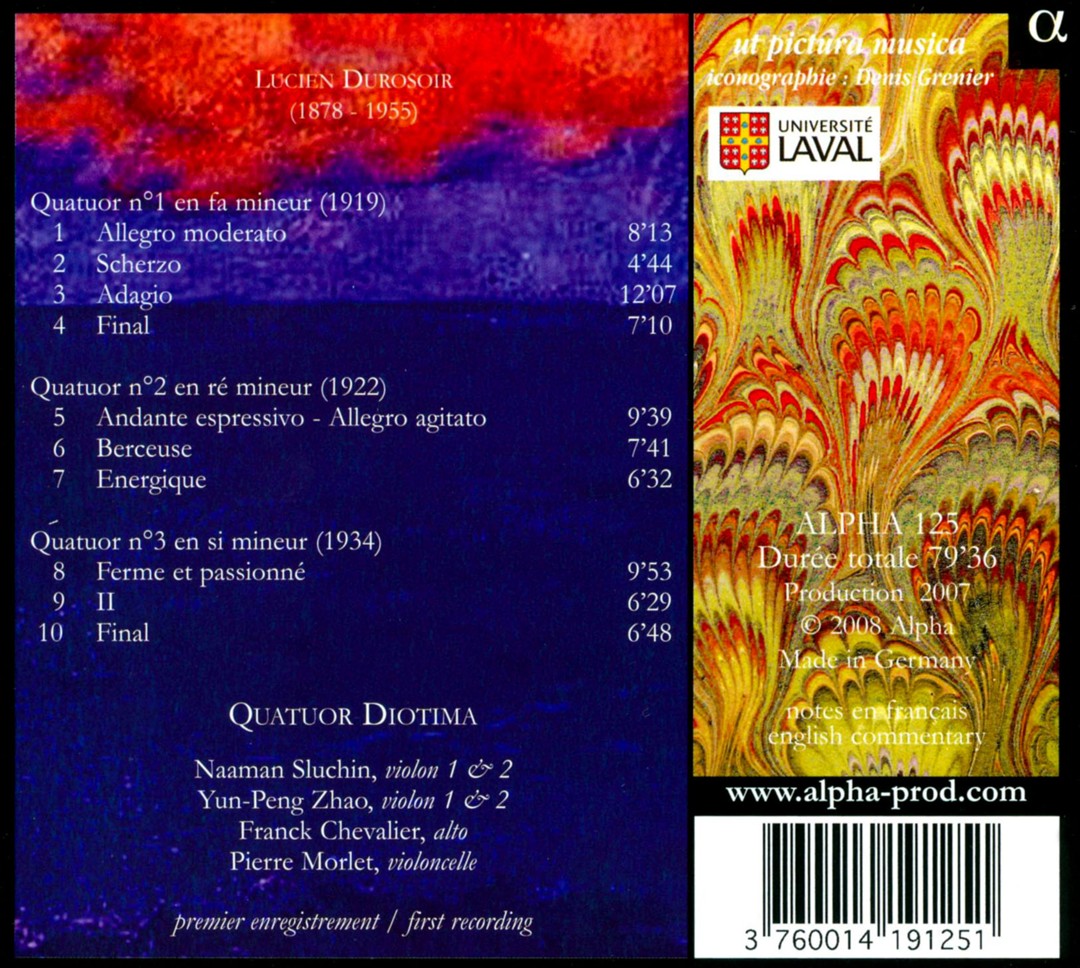 Lucien Durosoir: Quatuors à cordes cover art