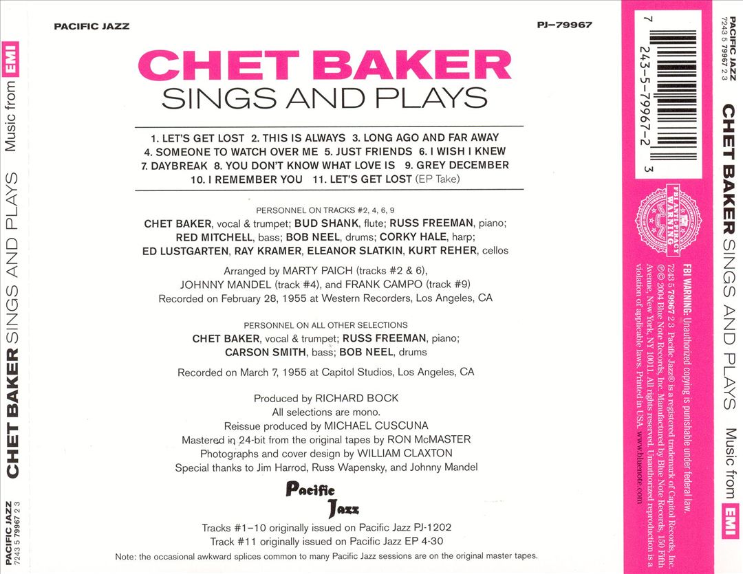 Chet Baker Sings and Plays With Bud Shank, Russ Freeman and Strings cover art