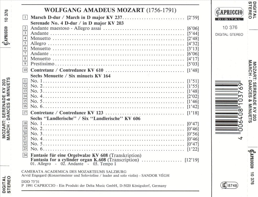Mozart: Serenade, KV 203; March Dances & Minuets cover art