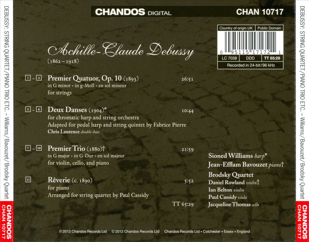 Debussy: String Quartet; Piano Trio; Deux Danses; Rêverie cover art