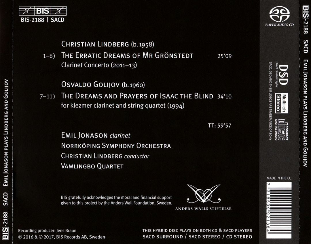 Lindberg: The Erratic Dreams of Mr Grönstedt; Golijov: The Dreams and Prayers of Isaac the Blind cover art