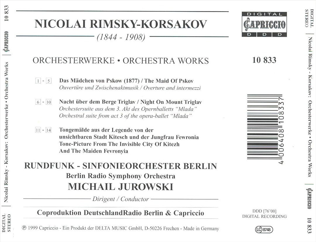 Rimsky-Korsakov: Das Mädchen von Pskow; Nacht über dem Berge Triglav; Die unsichtbare Stadt Kitesch cover art