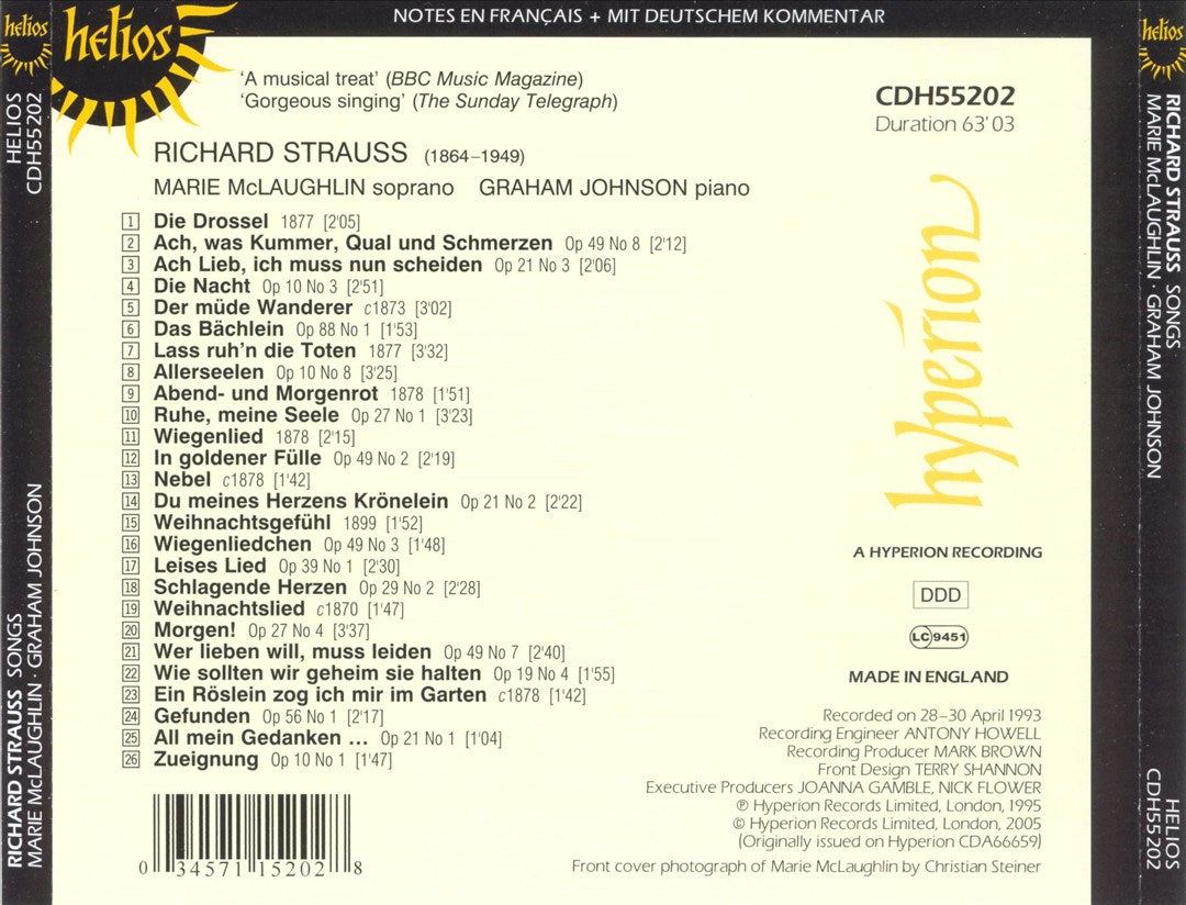 Songs by Richard Strauss cover art