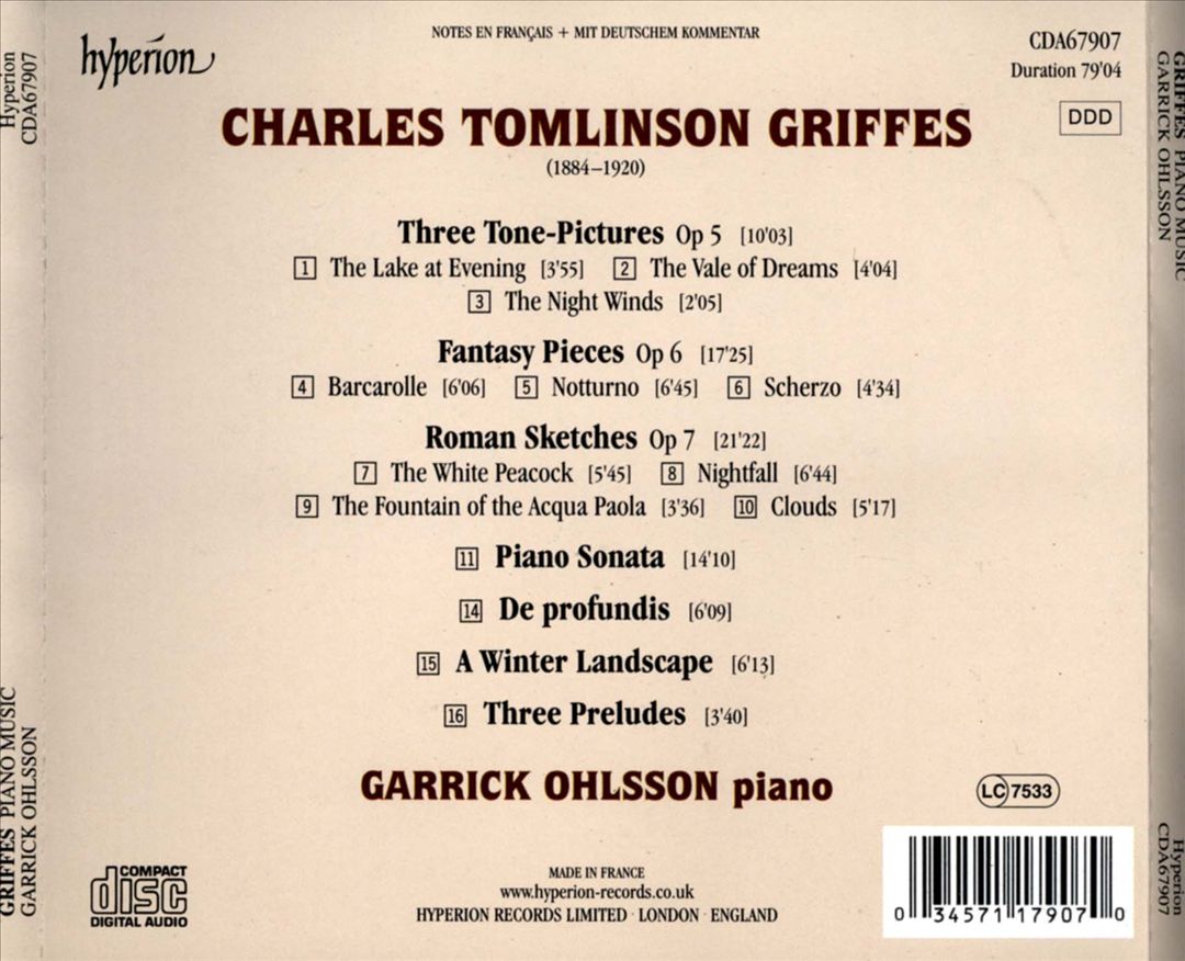 Griffes: Piano Music cover art