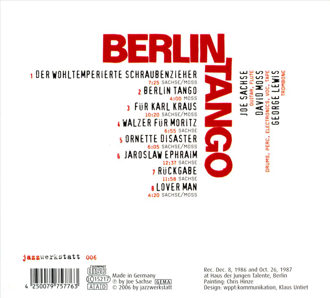 Berlin Tango: Duos with David Moss & George Lewis cover art