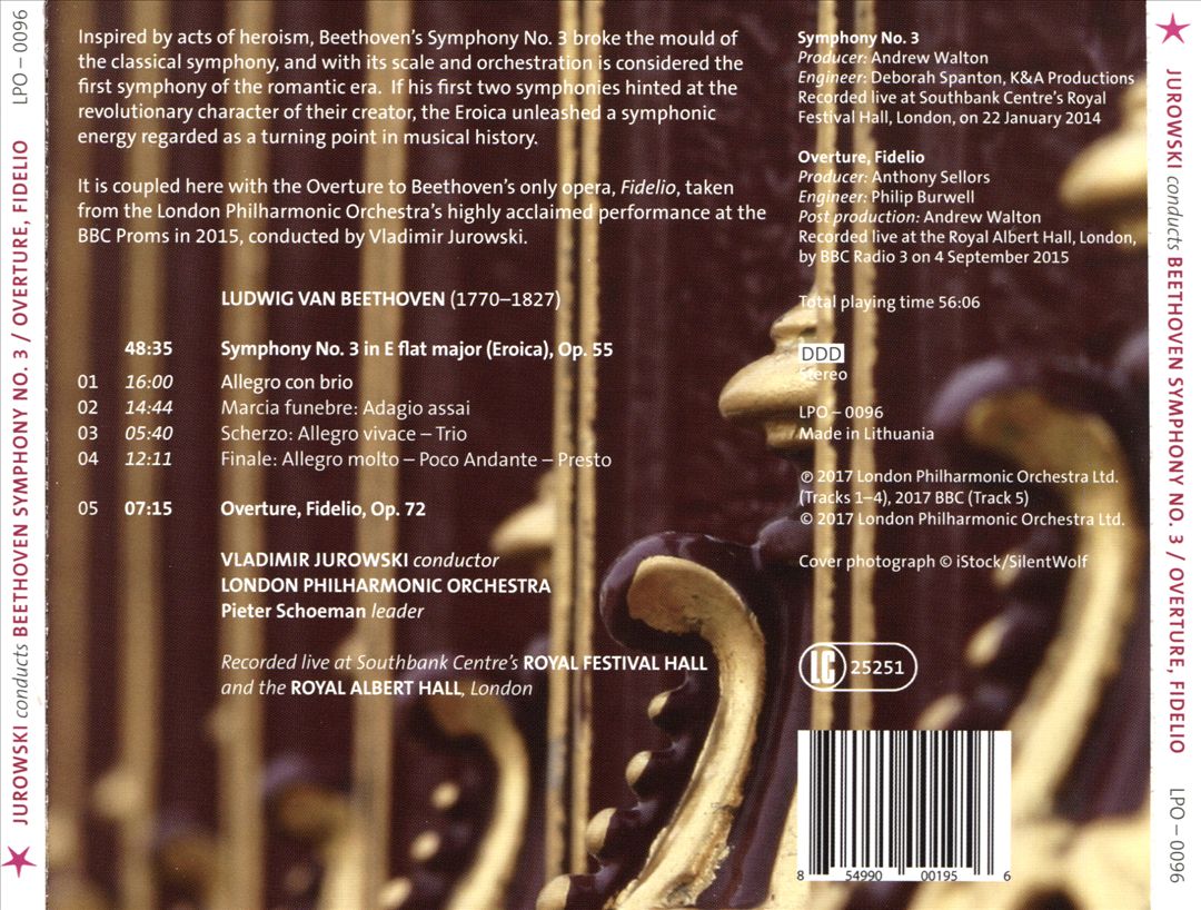 Beethoven: Symphony No. 3 "Eroica"; Overture, Fidelio cover art