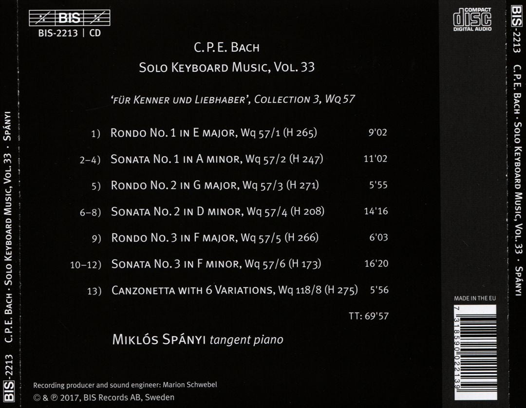 C.P.E. Bach: The Solo Keyboard Music, Vol. 33 cover art