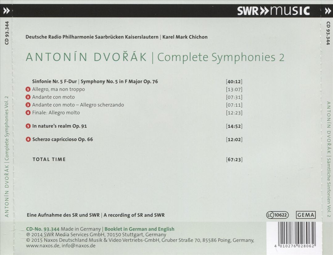 Dvořák: Symphony No. 5; In Nature's Realm; Scherzo Capriccioso cover art