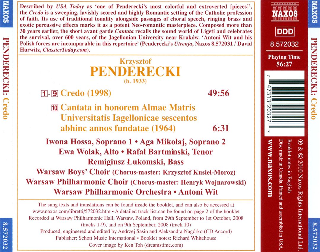 Penderecki: Credo cover art