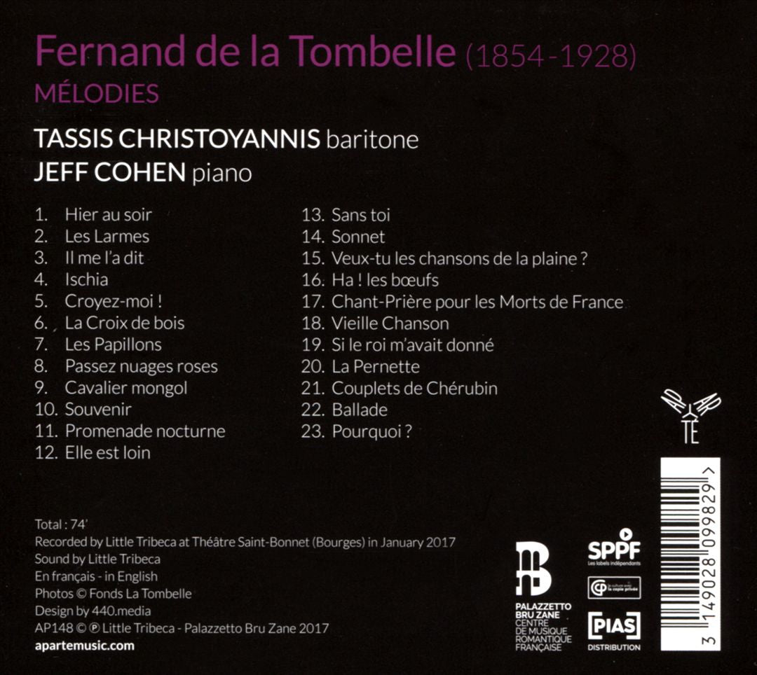 Fernand de la Tombelle: Mélodies cover art
