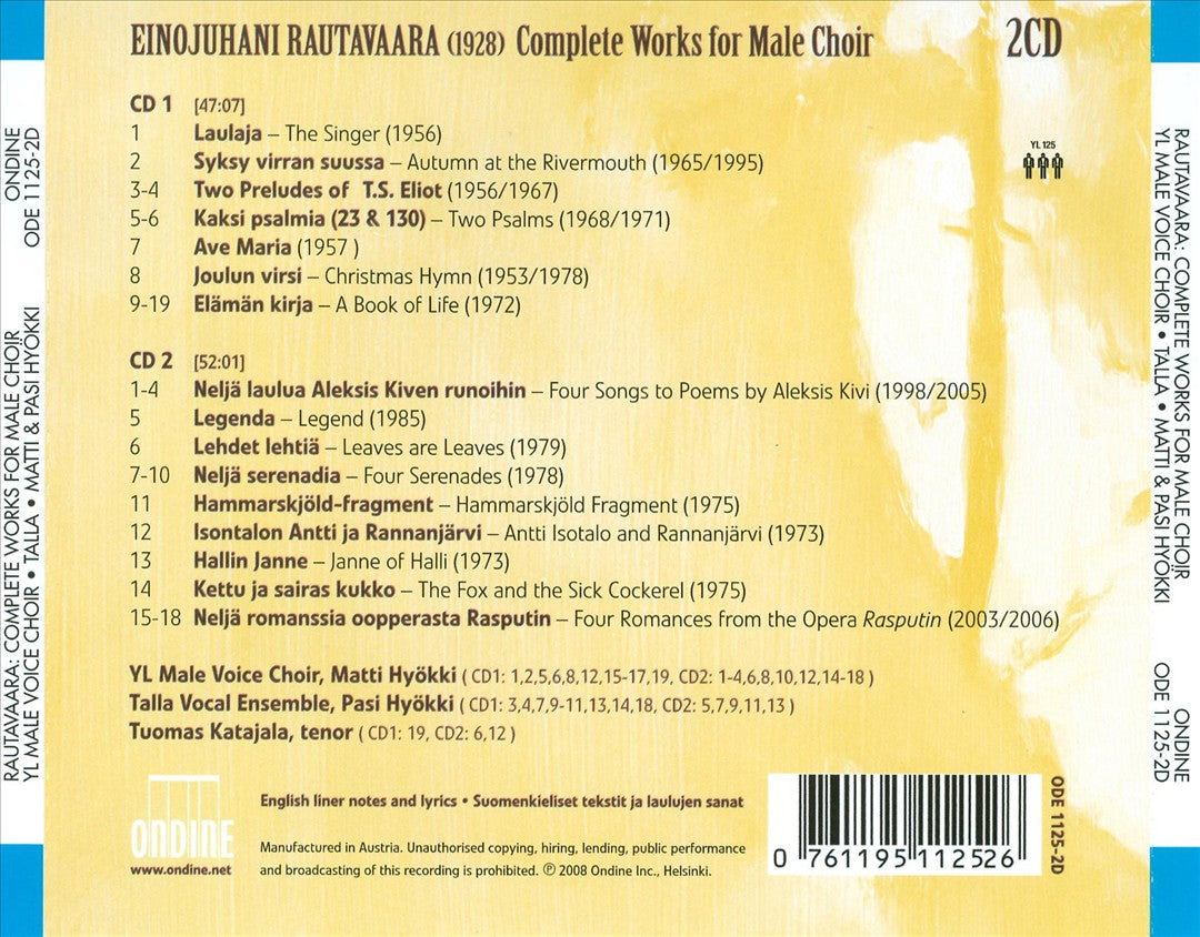 Einojuhani Rautavaara: Complete Works for Male Choir cover art