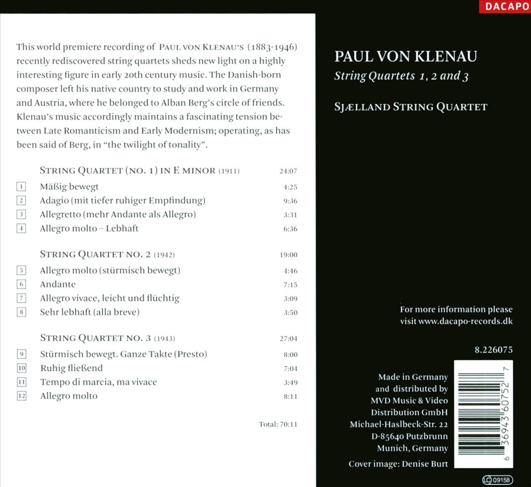 Paul von Klenau: String Quartets Nos. 1-3 cover art