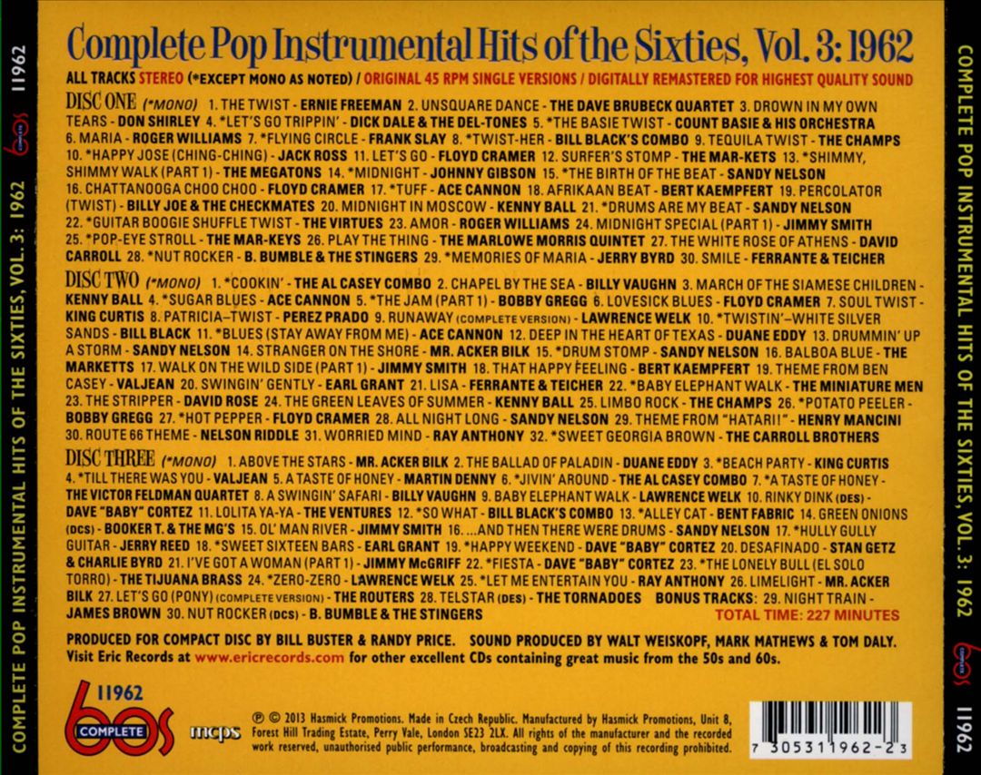 Complete Pop Instrumental Hits of the Sixties, Vol. 3: 1962 cover art