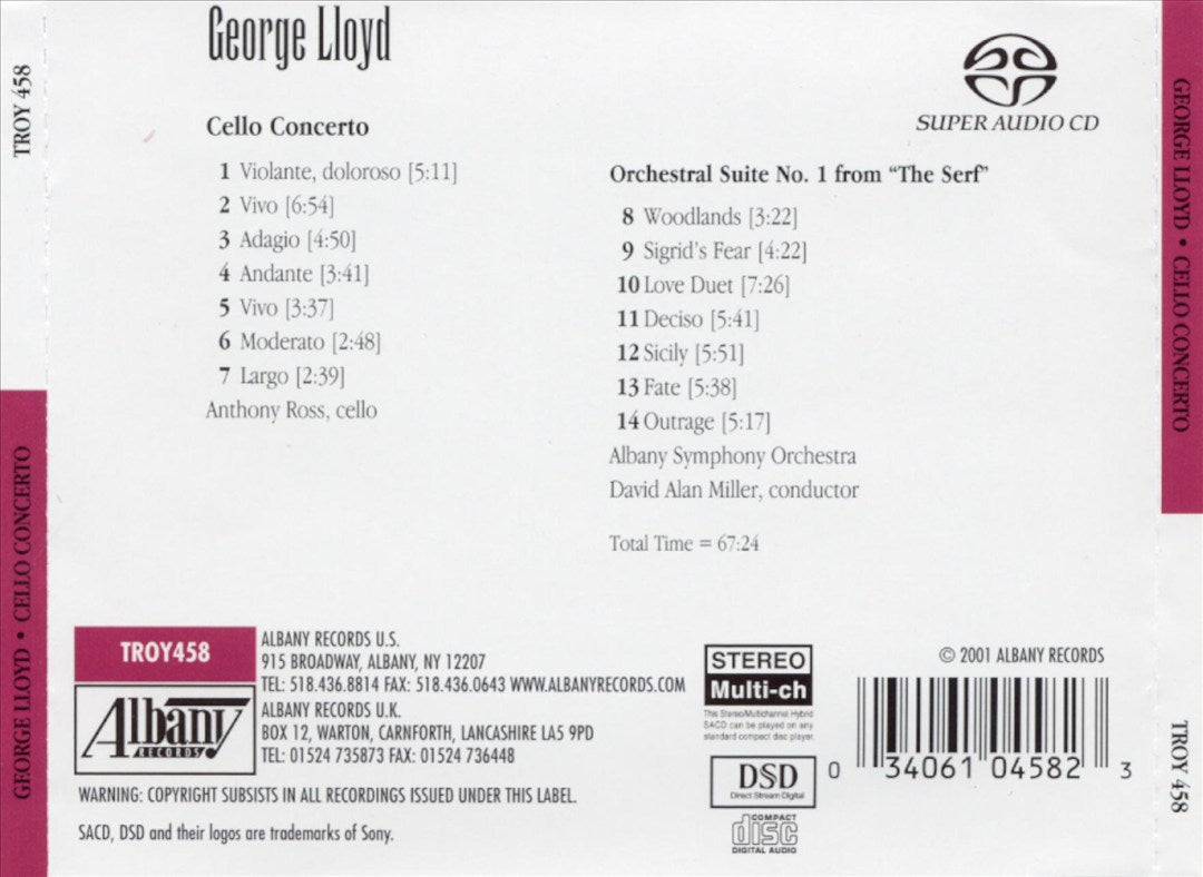 George Lloyd: Cello Concerto; The Serf: Orchestral Suite No. 1 cover art