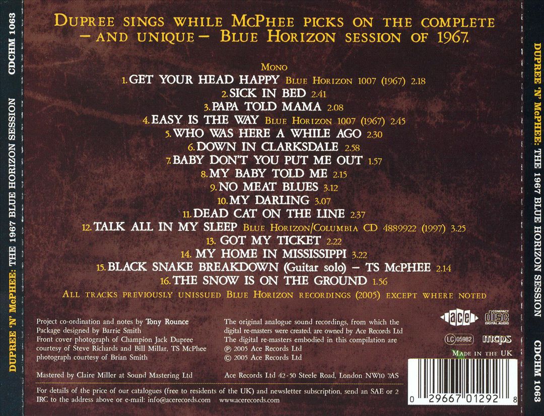 Dupree 'N' McPhee: The 1967 Blue Horizon Session cover art