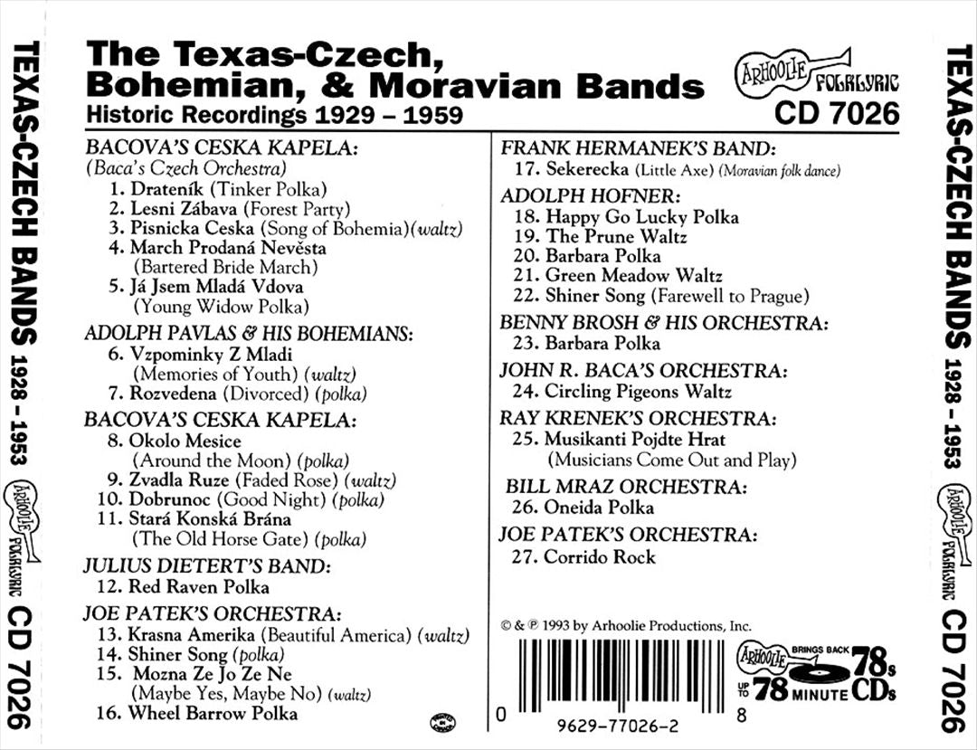 Texas-Czech, Bohemian-Moravian Bands: Historic Recordings,1929-1959 cover art