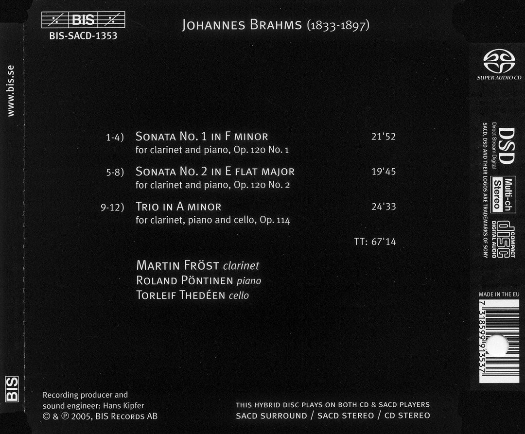 Brahms: Clarinet Sonatas & Trio cover art