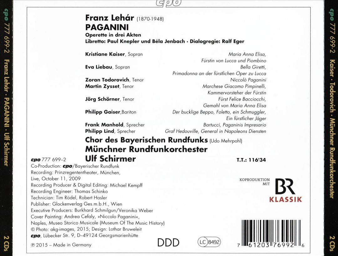 Franz Lehár: Paganini cover art