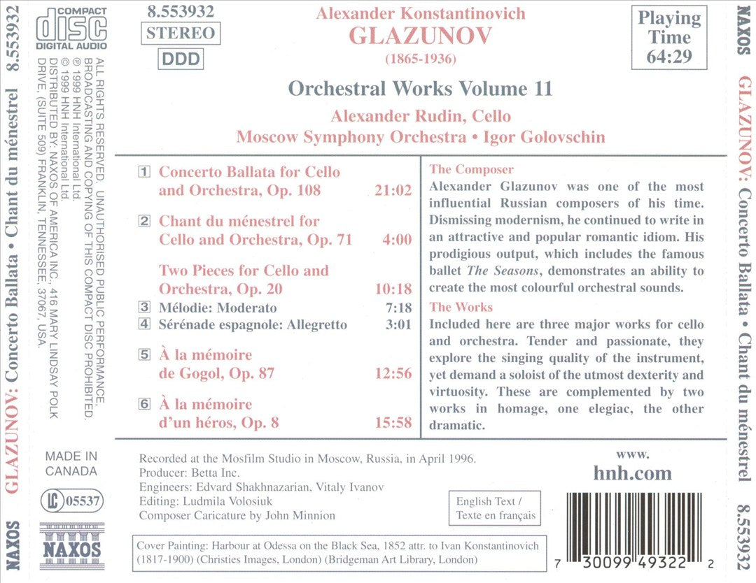 Glazunov: Orchestral Works, Vol. 11 cover art