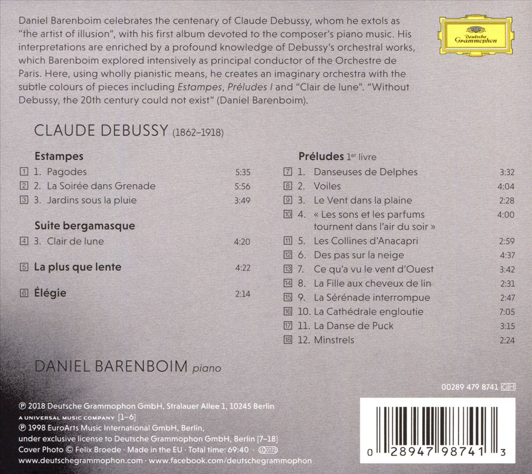 Claude Debussy: Estampes; Clair de lune; La plus que lente; Élégie; Préludes I cover art