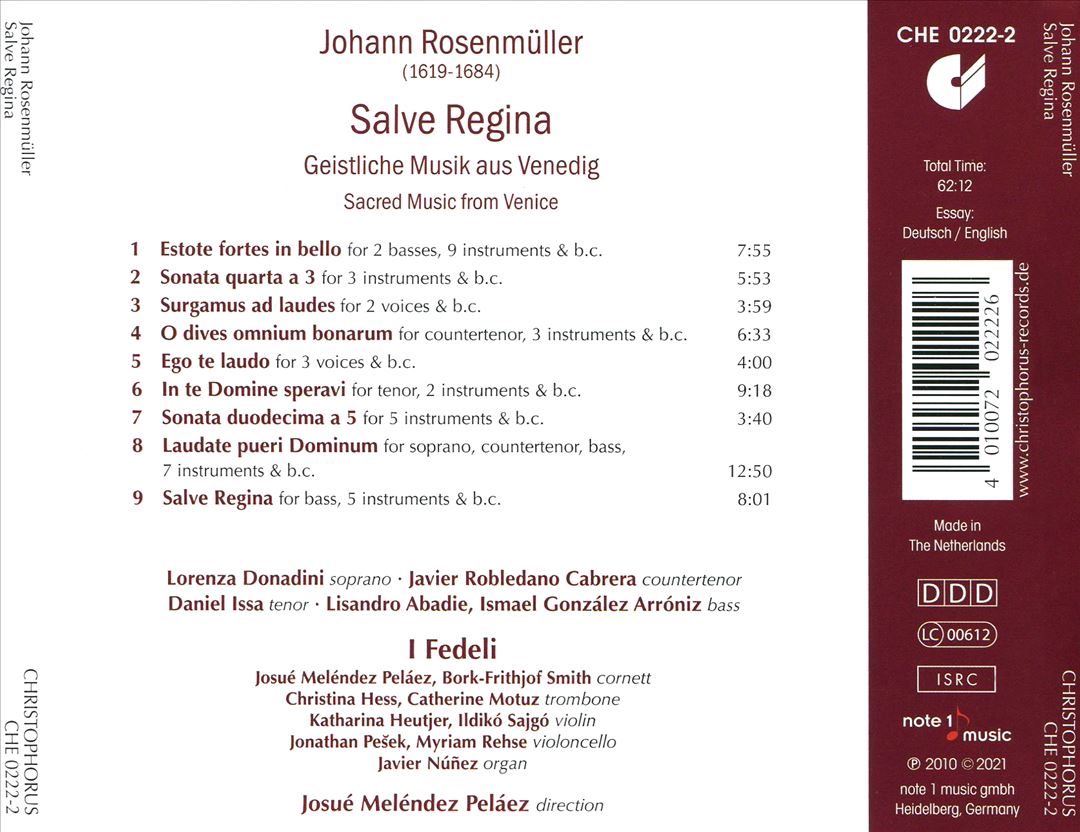 Johan Rosenmüller: Salve Regina - Geistliche Musik aus Viendig cover art