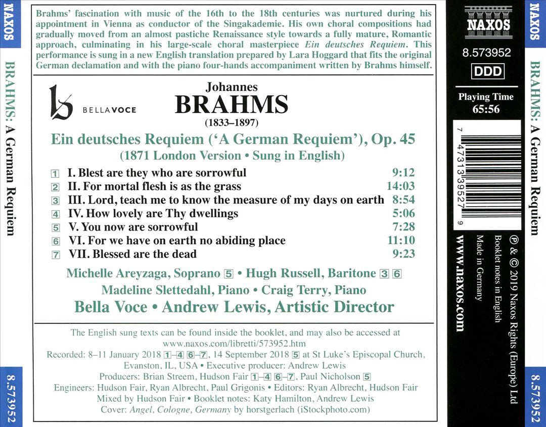 Brahms: A German Requiem (1871 London Version) cover art