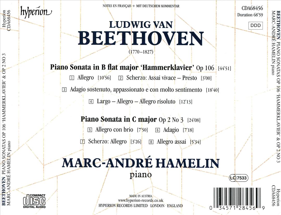 Beethoven: Hammerklavier - Piano Sonatas Op 106 & Op 2 No 3 cover art