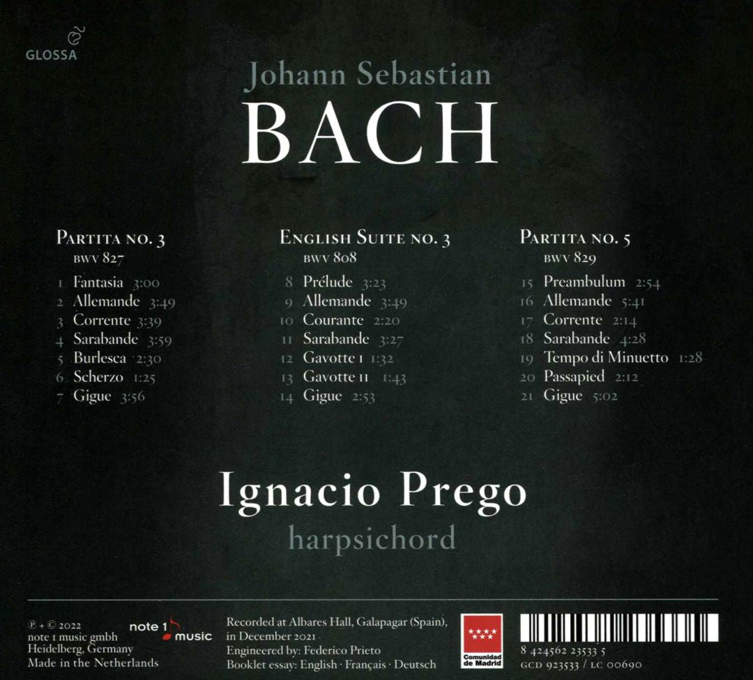 Bach: Partitas nos. 3 & 5; English Suite no. 3 cover art