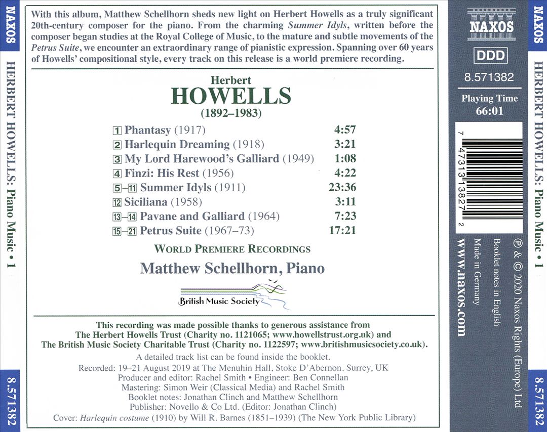 Howells: Piano Music, Vol. 1 cover art