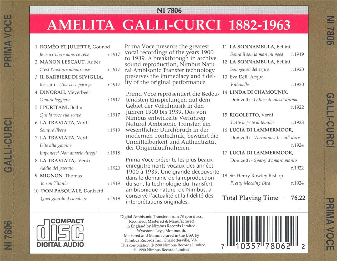 Prima Voce: Galli-Curci cover art