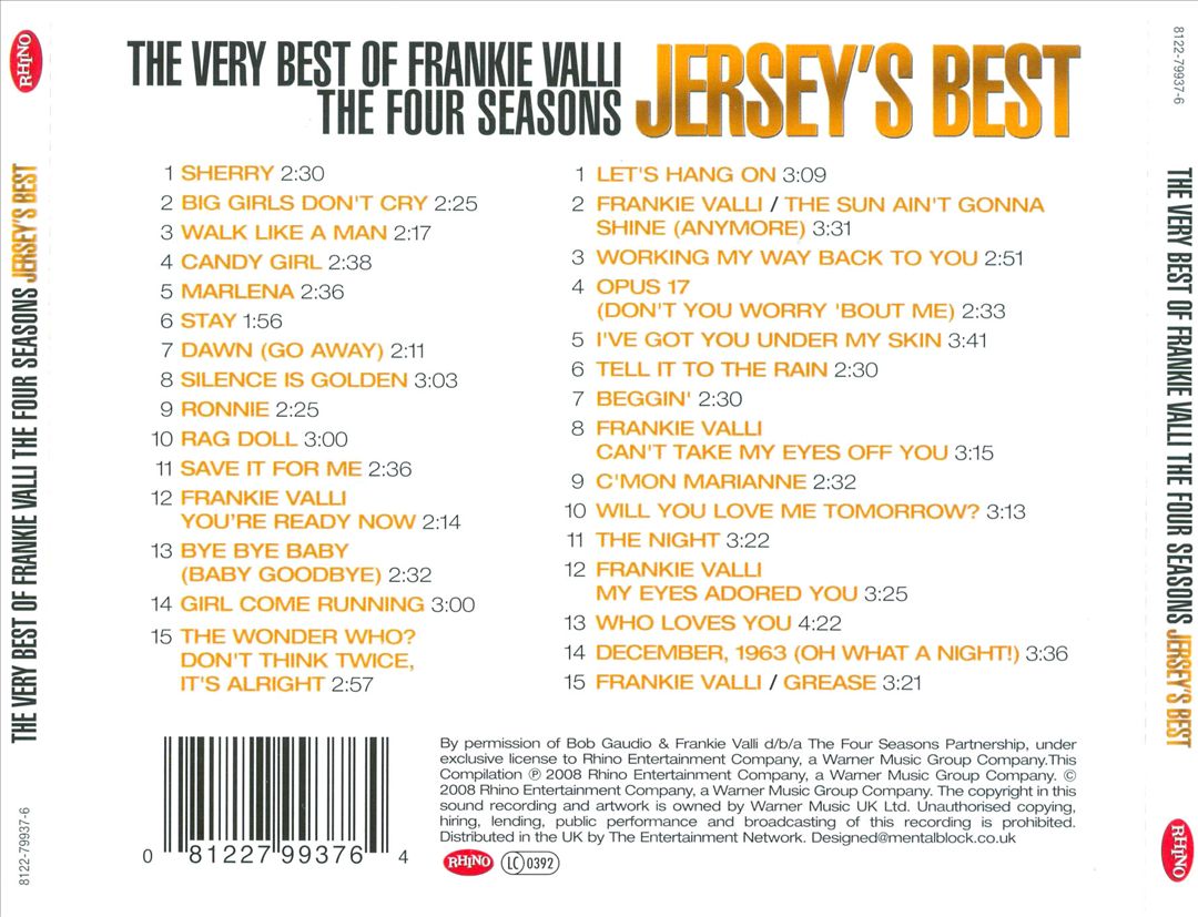 Very Best of Frankie Valli & the Four Seasons: Jersey's Best cover art