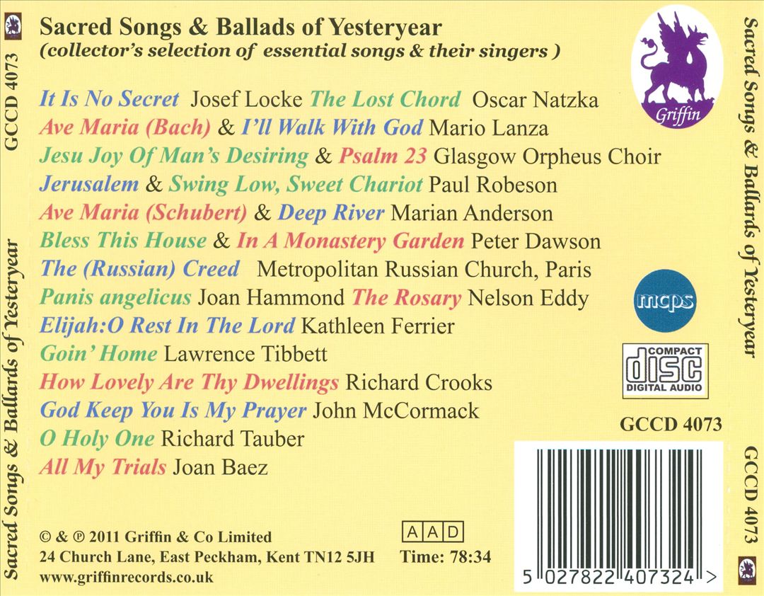Sacred Songs and Ballads of Yesteryear cover art